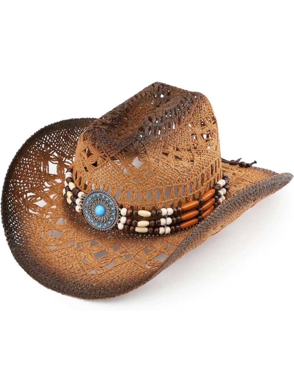Men's Khaki Pull-On Western Cattleman Style Wide Shapeable Brim Cowboy Hat